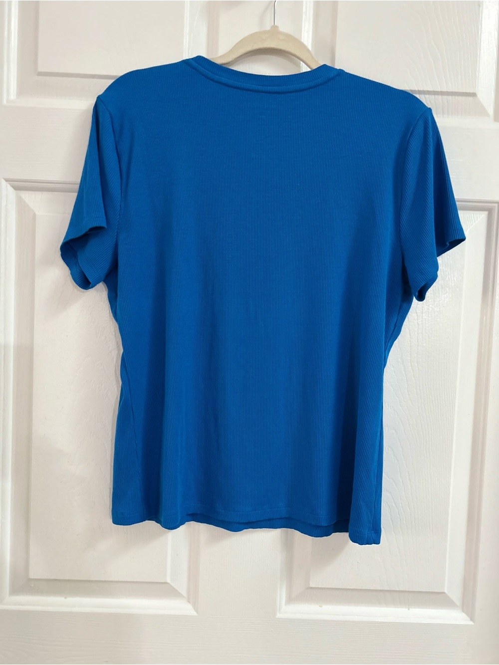 Nine West Vibrant Blue Ribbed Crew Tee - Picture 2 of 3